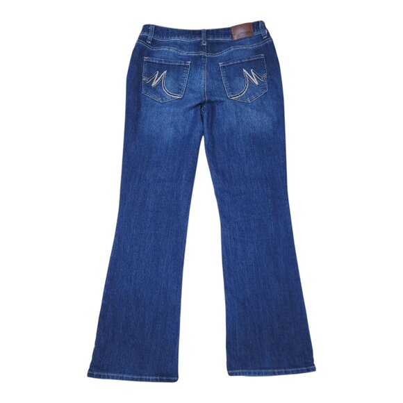 Maurices Womens 7/8 Short Flare Jeans In Dark Wash Denim Stretch Cotton Blend - Picture 3 of 10